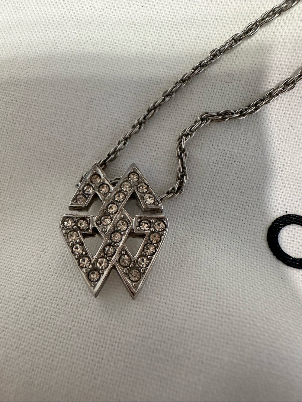 Givenchy Crystal Geometric Pendant Necklace - Silver